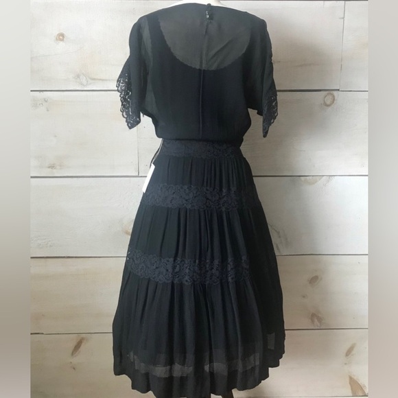 Vintage 1940s Sheer Black Tea Length Dress - Picture 3 of 3